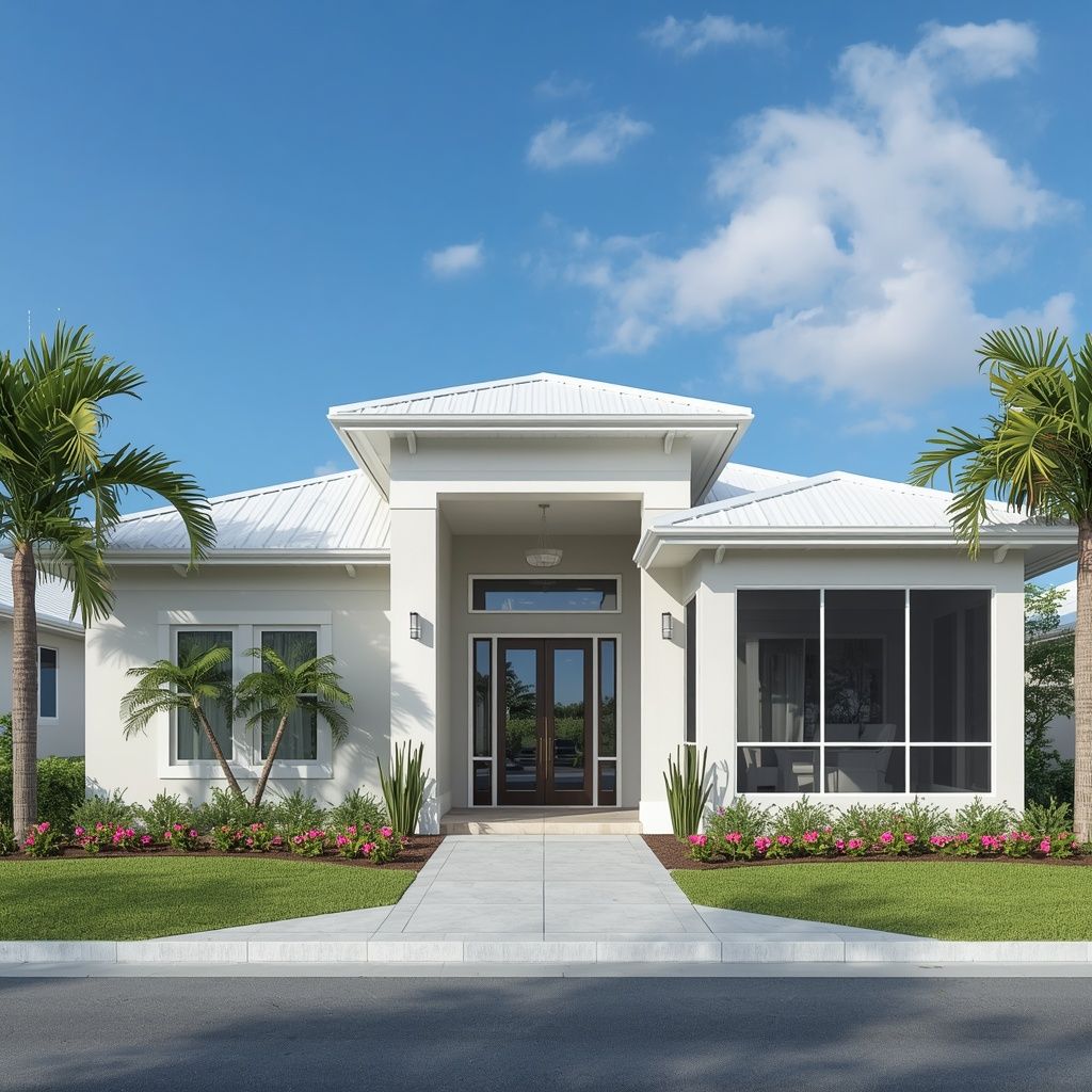 Modern Florida home featuring low-maintenance aluminum soffit, fascia and seamless gutters