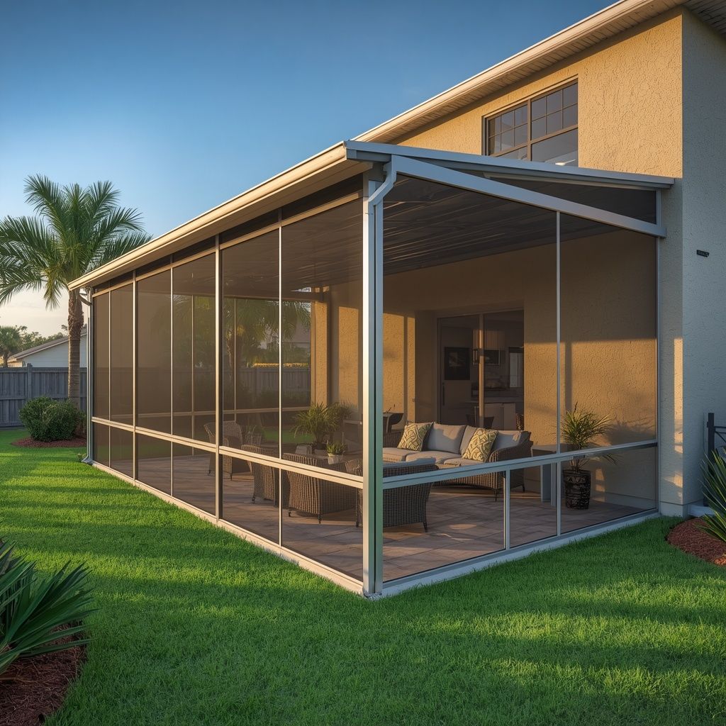 Custom aluminum screen enclosure protecting a Florida backyard patio