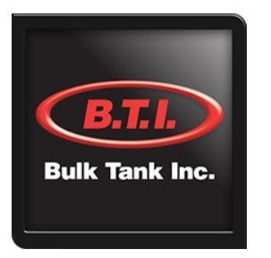 B.T.I. Bulk Tank Inc. logo in red and white on a black square background