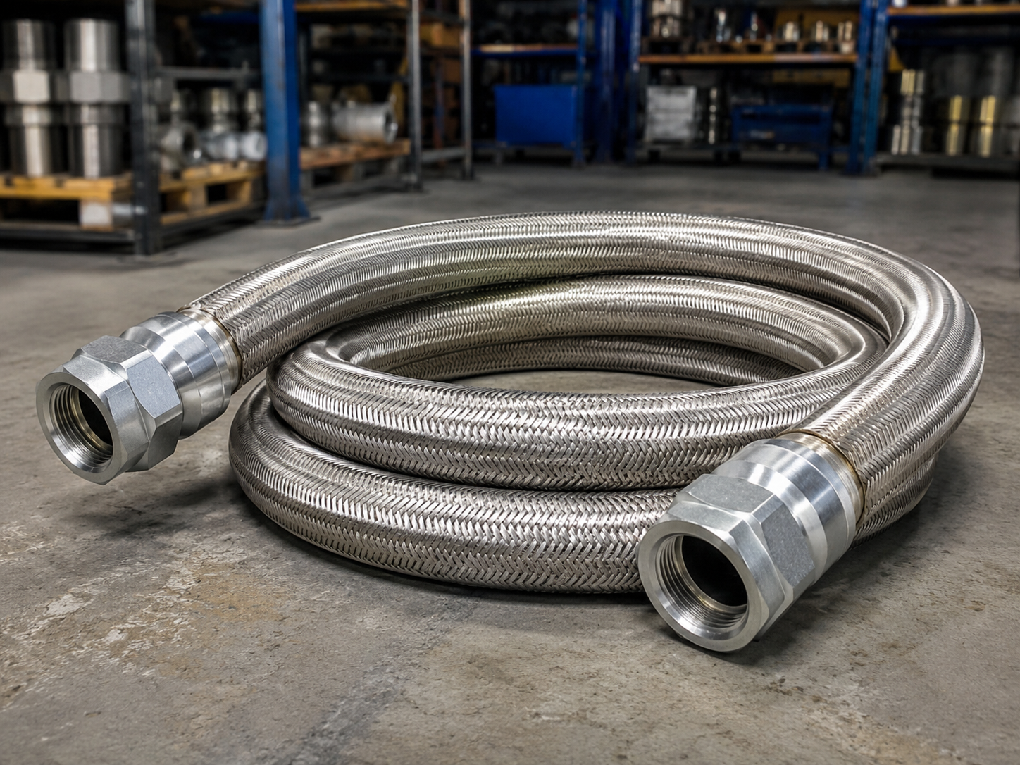 Flexible metal hose with industrial fittings from Industrial Rubber and Supply