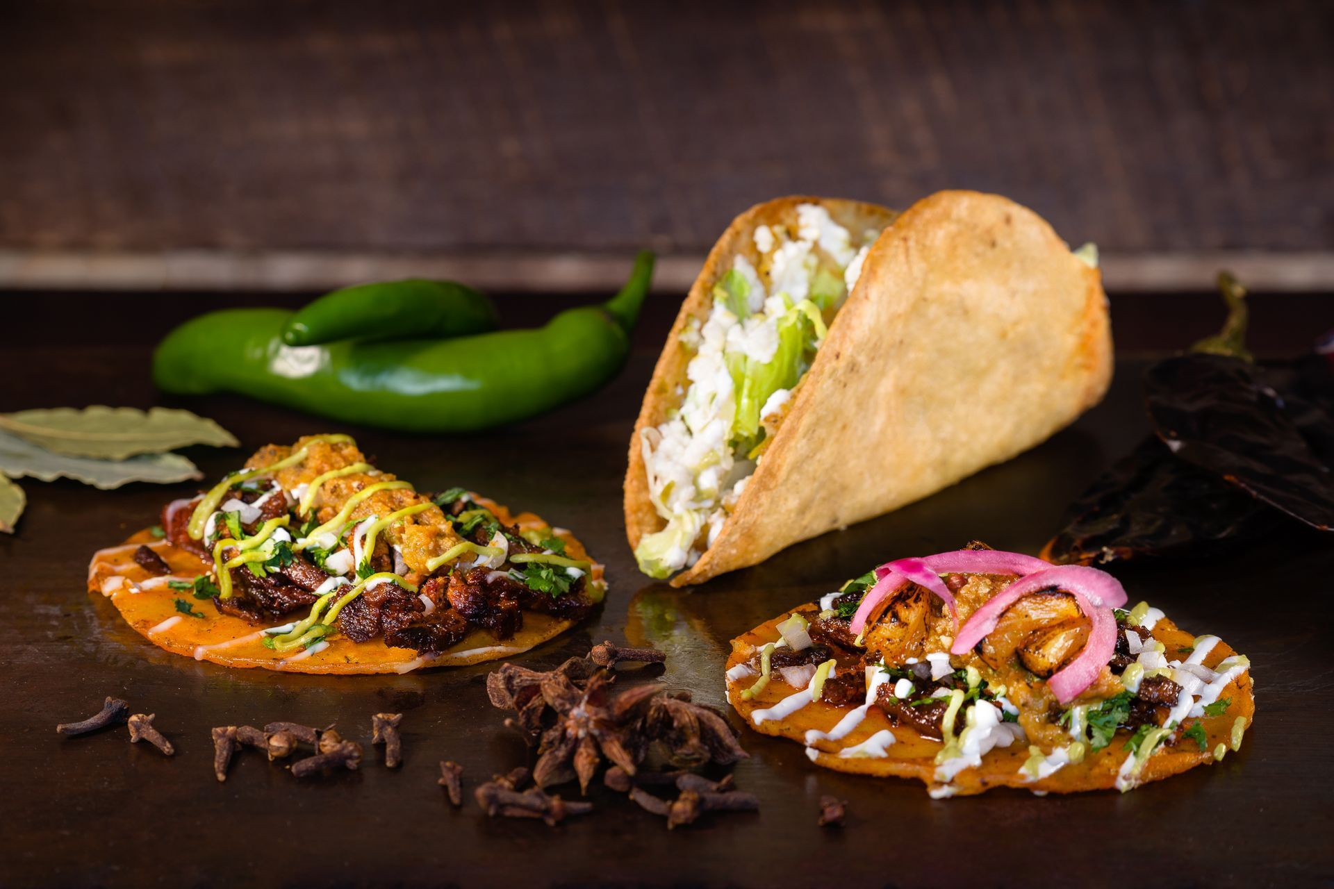 Trio of Sonoran street tacos with grilled meats, salsa verde, and queso fresco. Scottsdale Taco Catering