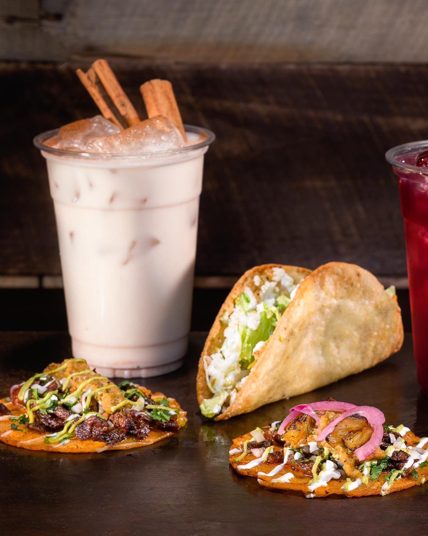 Carne asada, al pastor and potato taco, horchata and jamaica by chubasco tacos. Scottsdale Taco Catering
