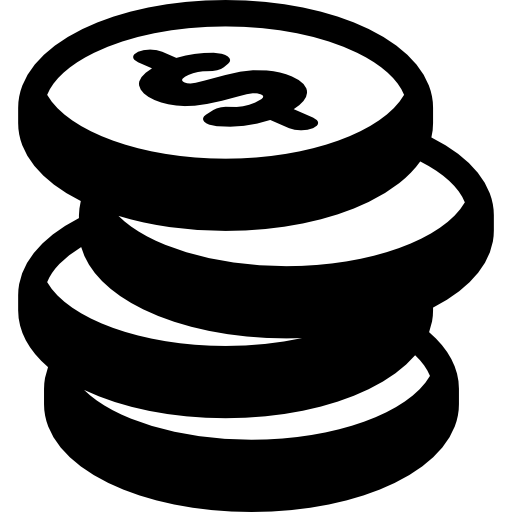 A stack of coins with a dollar sign on them free icon