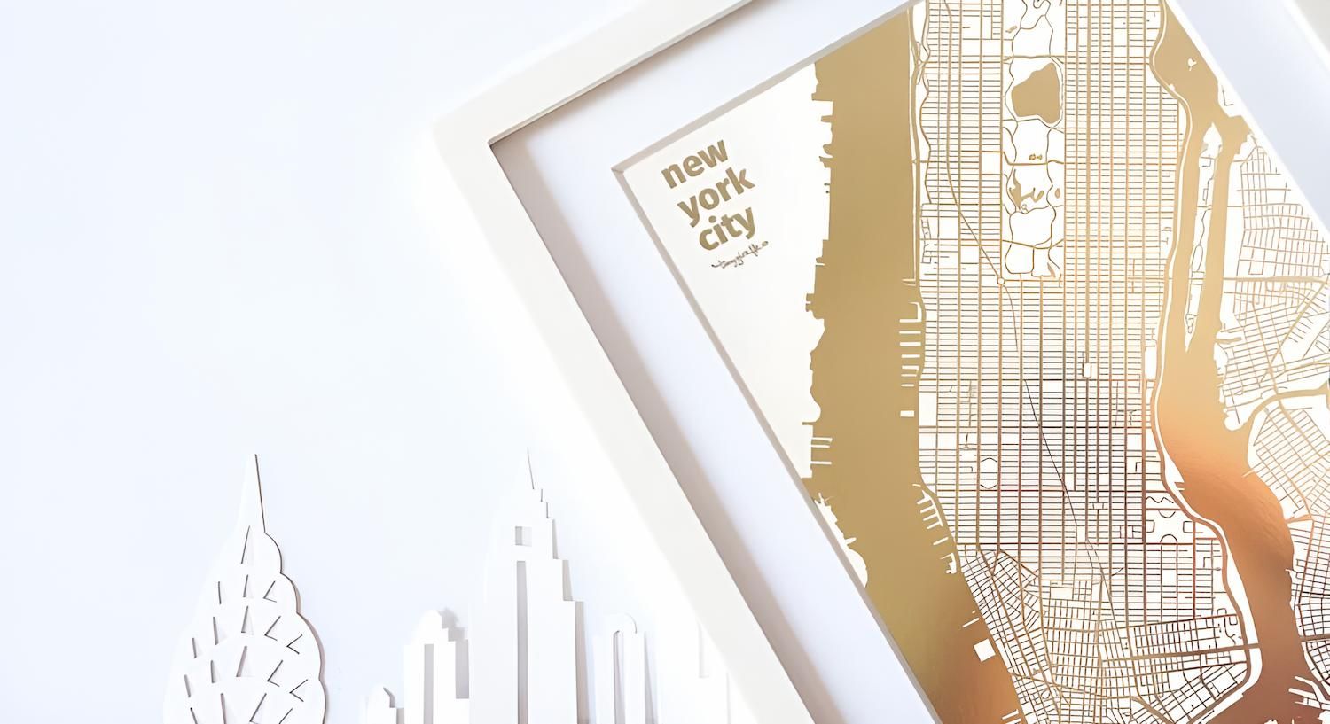A Picture of a Map of New York City in a White Frame — CK Cabinetry in Coolum Beach, QLD