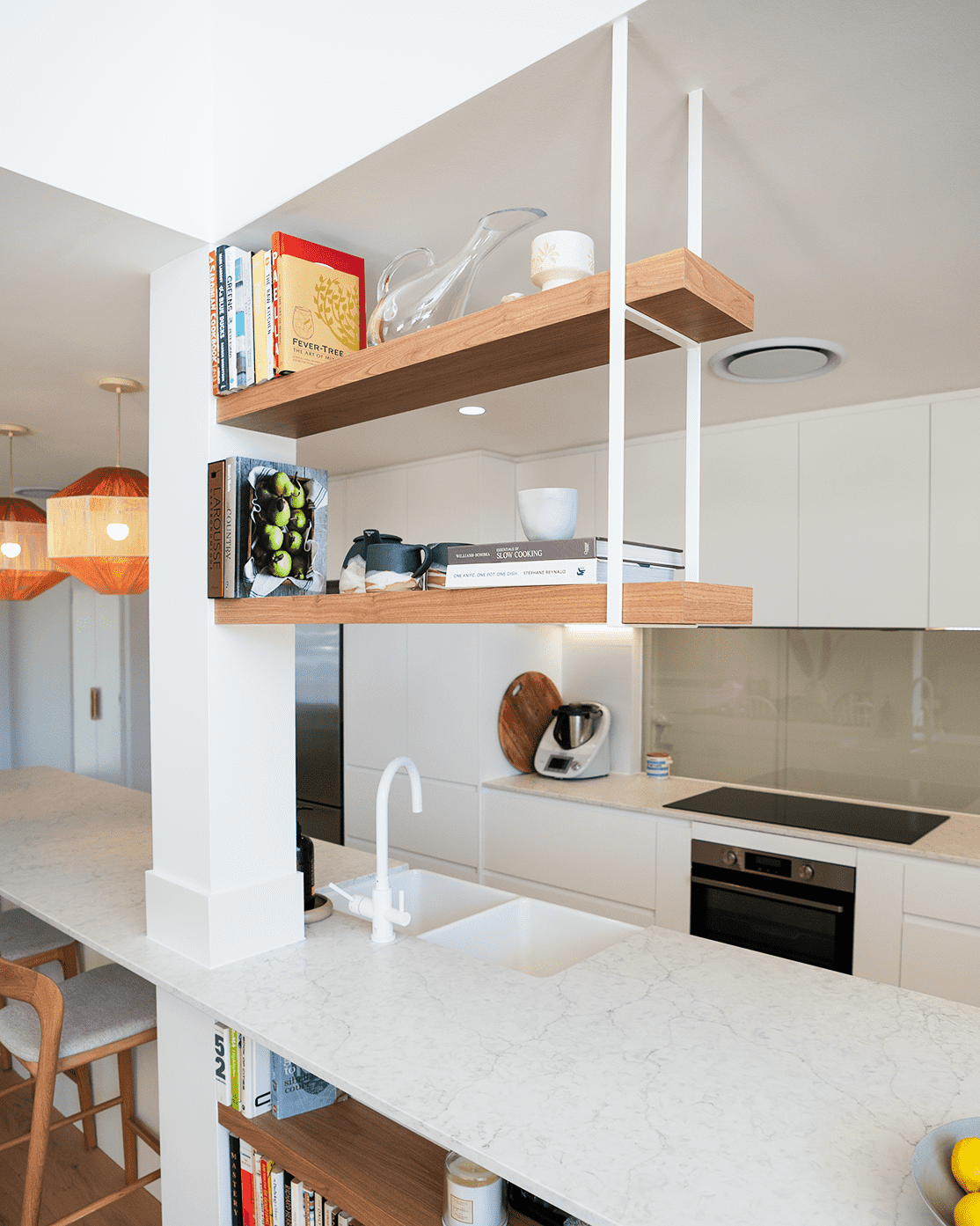A kitchen sunshine coast that is built with floating shelves in Sunshine coast— CK Cabinetry in Sunshine coast, QLD