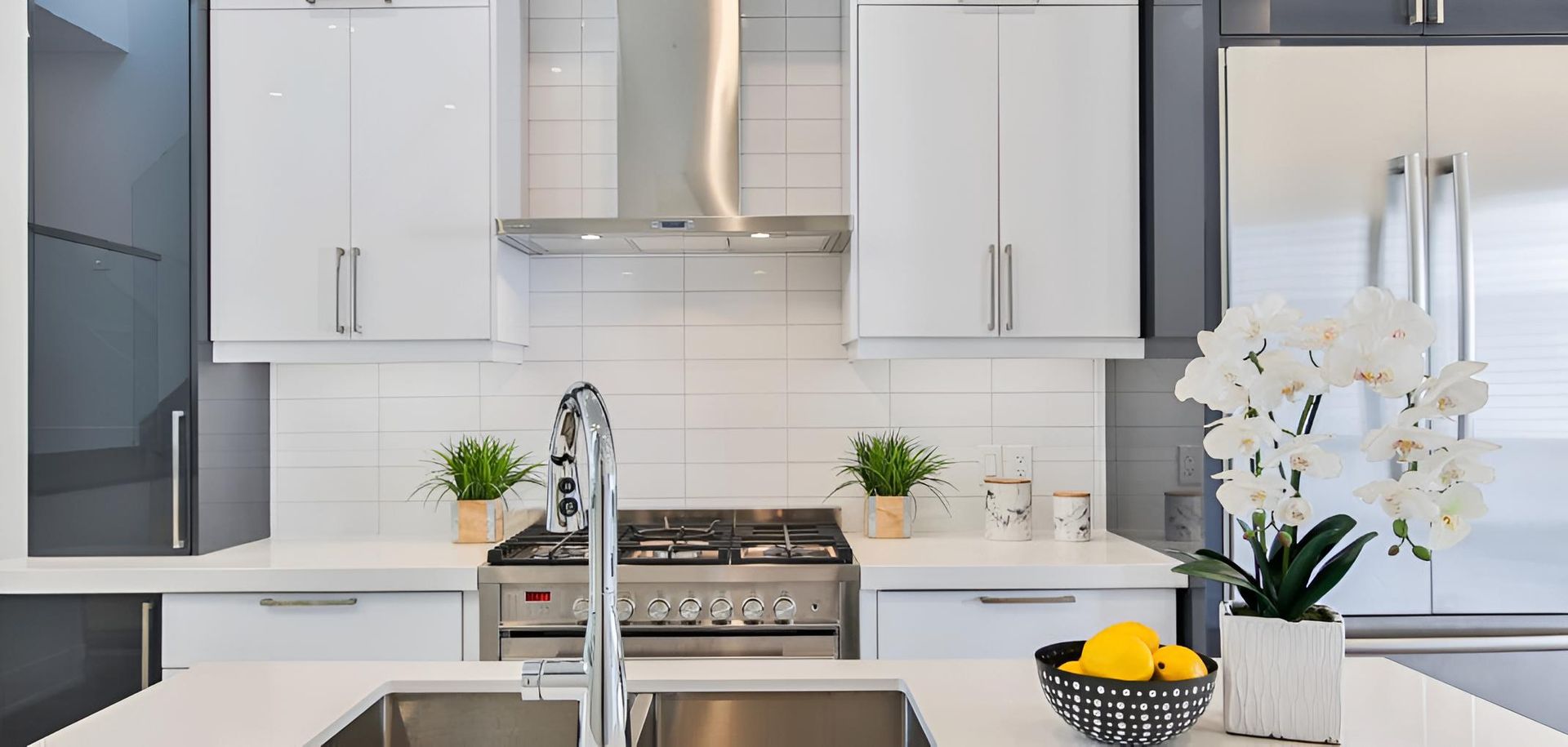 A Kitchen With White Cabinets, Stainless Steel Appliances — CK Cabinetry in Coolum Beach, QLD