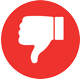 Red circle with white thumbs-down icon, signaling disapproval.