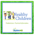 The logo for healthy children is a picture of a group of children.