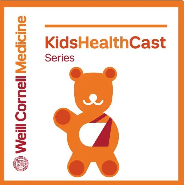 A teddy bear with a bandage on its arm and the words kids healthcast series