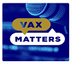 A blue background with a speech bubble that says `` vax matters ''.