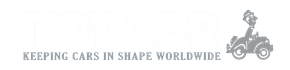 Logo with text "Keeping Cars in Shape Worldwide" and a cartoon man driving a vintage car.