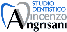 Logo per lo Studio Dentistico Vincenzo Angrisani con testo blu e nero e icona stilizzata di un dente.