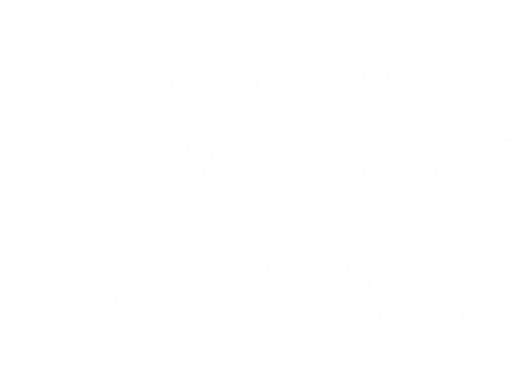 Healing Is My Birthright affirmation deck logo used by an Oakland-based online therapist serving clients across California.