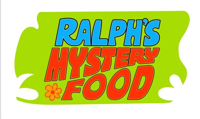 Ralph’s Mystery Food logo in blue, red, and orange on a lime-green background
