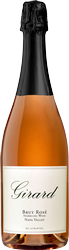 Bottle of Girard Brut Rosé sparkling wine with a black foil top and pale pink liquid