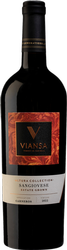 Viansa red wine bottle with black label and orange design on a white background