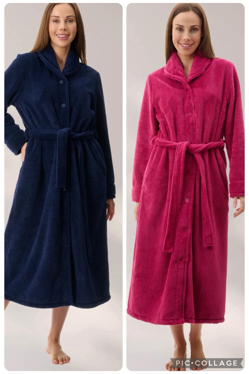 A Split Image Showing a Person Modeling a Soft, Textured Bathrobe — La Bra Boutique in Rockhampton, QLD