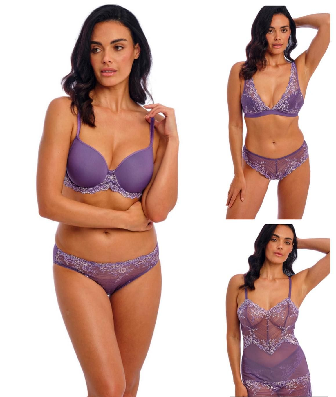 Two Bras in Bright Pink and Dark Gray Hang on a Wall Rack — La Bra Boutique in Rockhampton, QLD