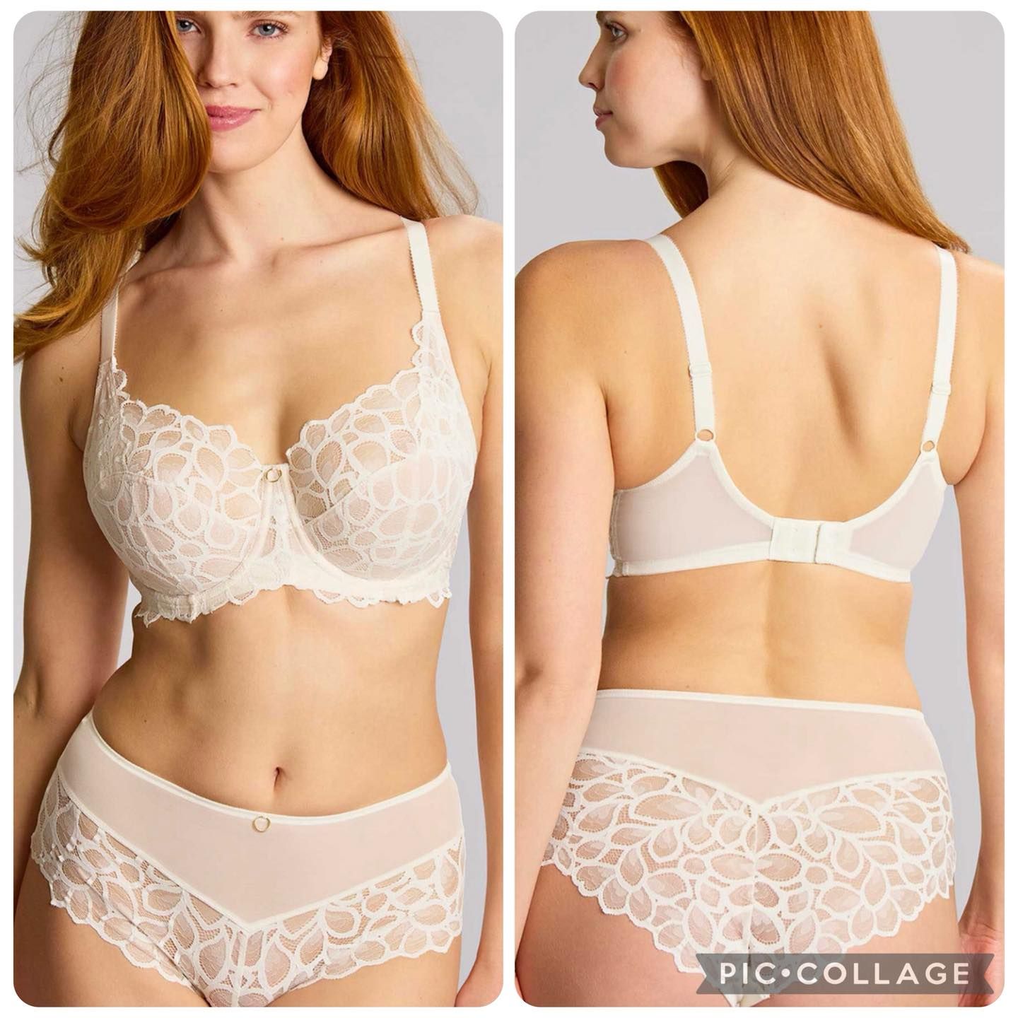 A Model Wears a Matching Cream-colored Lace Bra — La Bra Boutique in Rockhampton, QLD