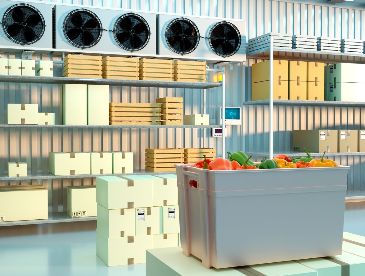 A refrigerator filled with lots of boxes and vegetables.