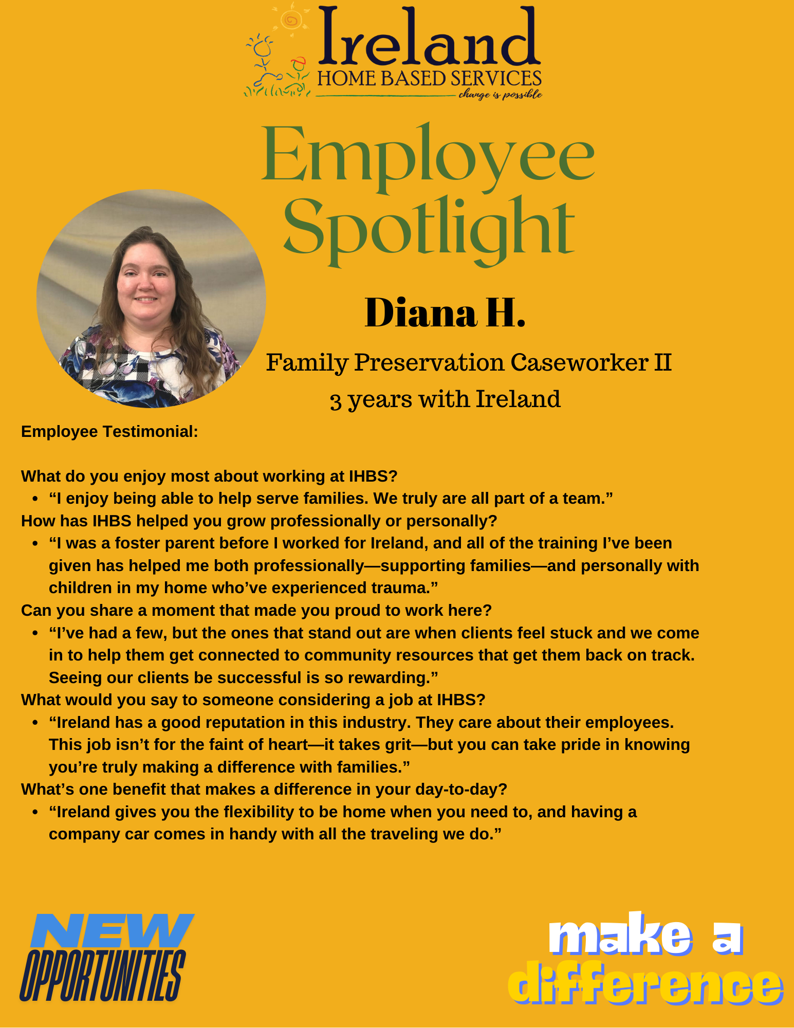 Ireland home based services employee spotlight diana h.