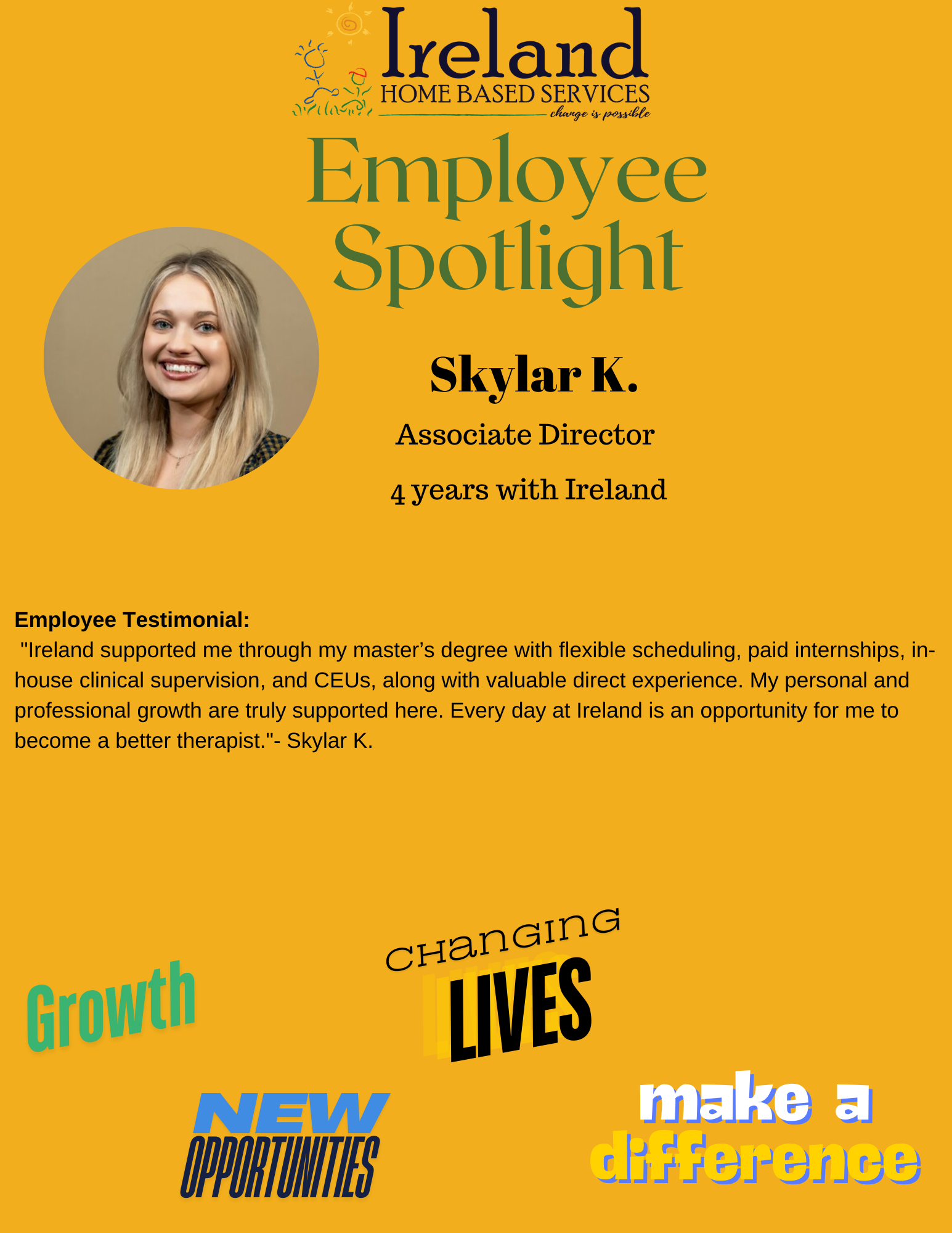 Ireland home based services employee spotlight skylar k.