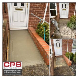 before during and after path to front door