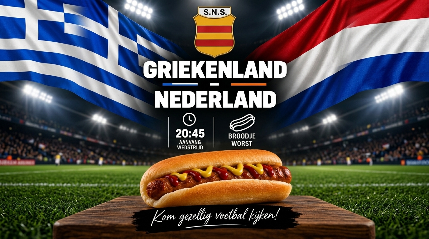 Kom samen Griekenland - Nederland kijken bij S.N.S.!