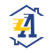 Blue and yellow stylized house logo with a large “ZA” monogram in the center