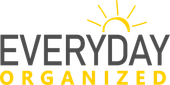 The logo for everyday organized shows a sun and the words `` everyday organized ''.