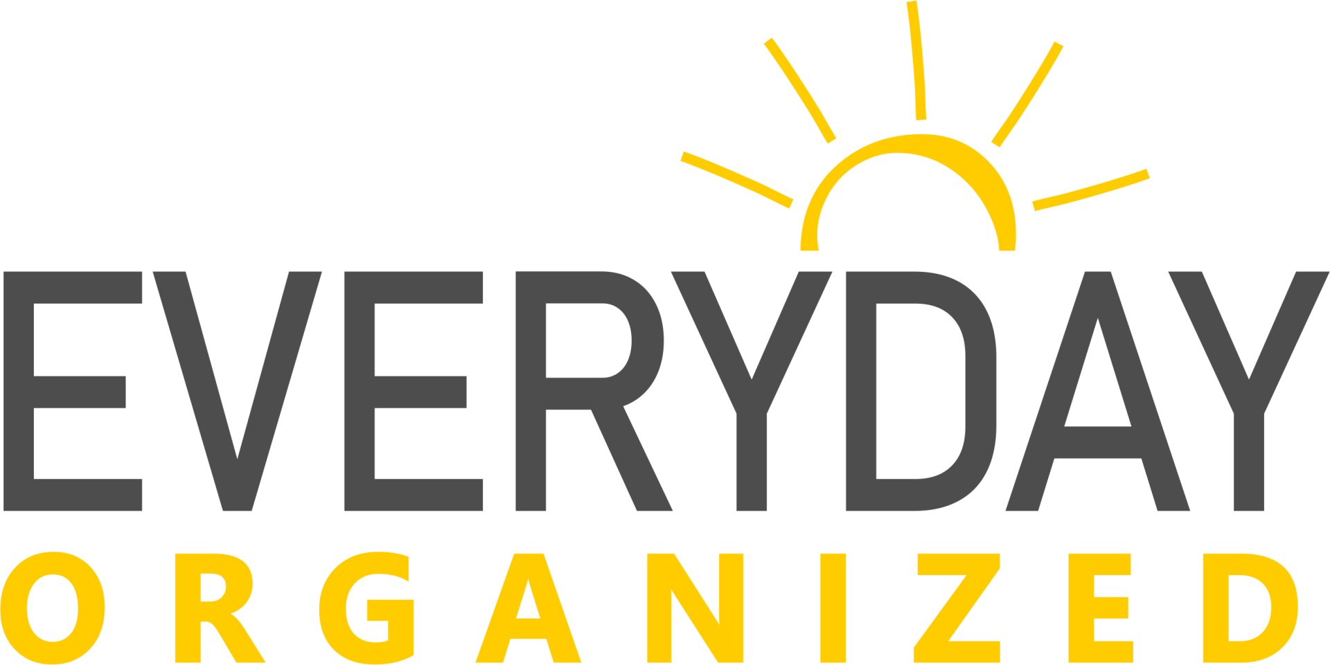 The logo for everyday organized shows a sun and the words `` everyday organized ''.