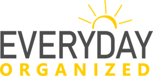 The logo for everyday organized shows a sun and the words `` everyday organized ''.