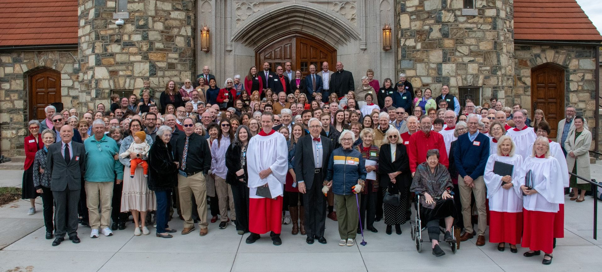 Congregation gathered in front of the sanctuary on the day we celebrated the official opening of our renewed campus.