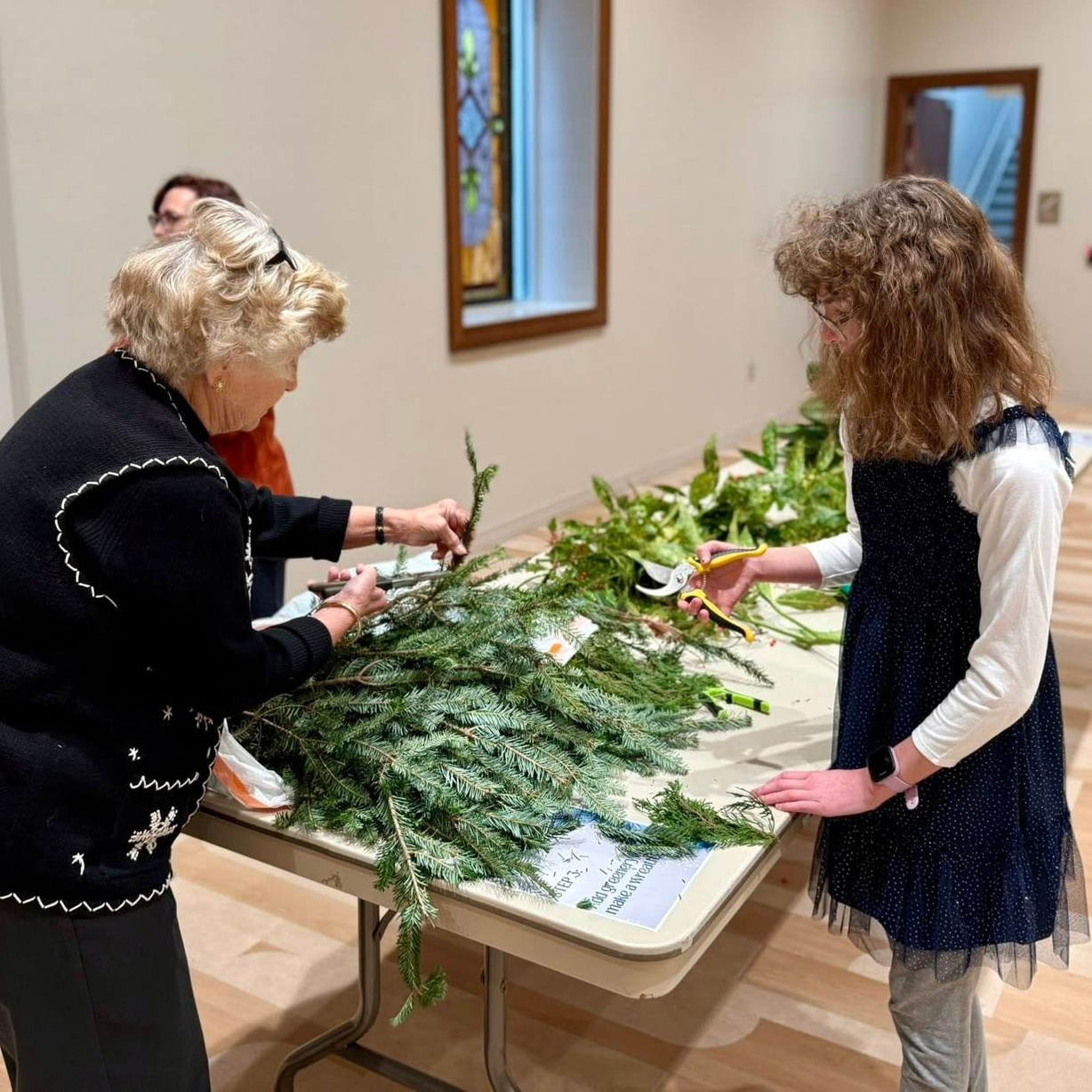 Making advent wreaths.