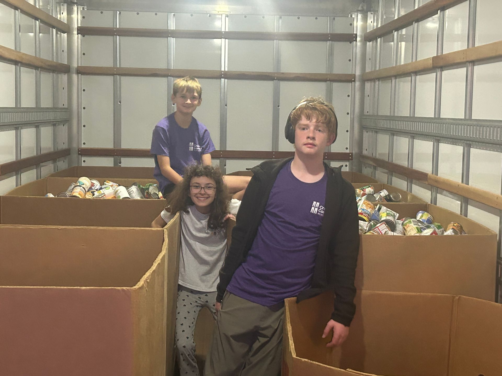 Youth collecting goods on mission trip.
