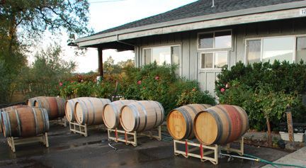 barrels at Alegría Vineyards