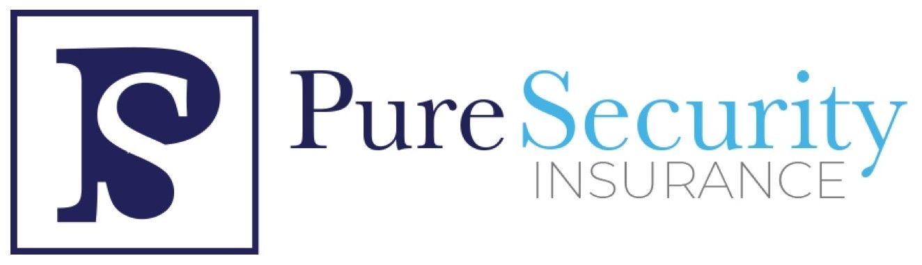 Logo for Pure Security Insurance, featuring a navy-blue "PS" monogram in a white-bordered square, with text to the right.