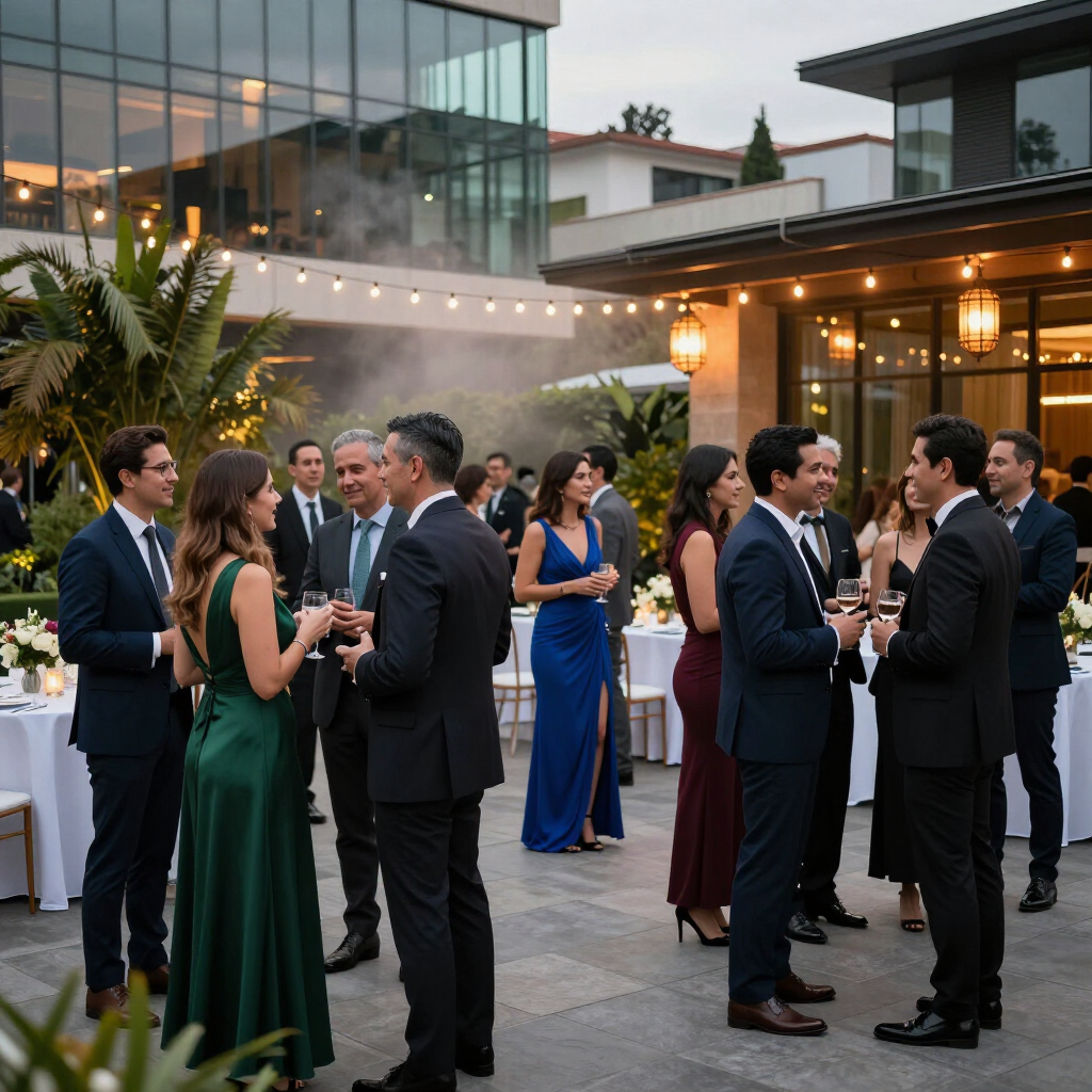 Evento corporativo elegante con invitados