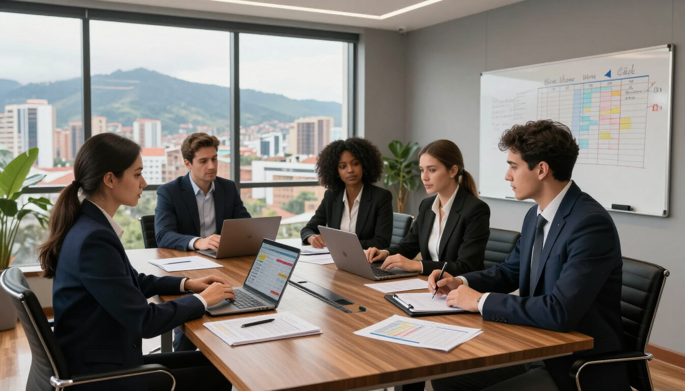 Reunión de negocios alrededor de una mesa de conferencias