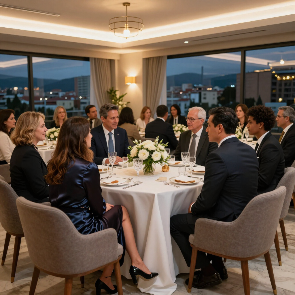 Evento corporativo elegante con invitados en Bogotá