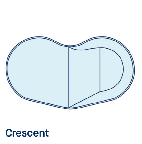 Light blue crescent-shaped diagram with outlined sections and the label “Crescent”