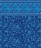 Blue textured surface with two horizontal decorative bands near the top