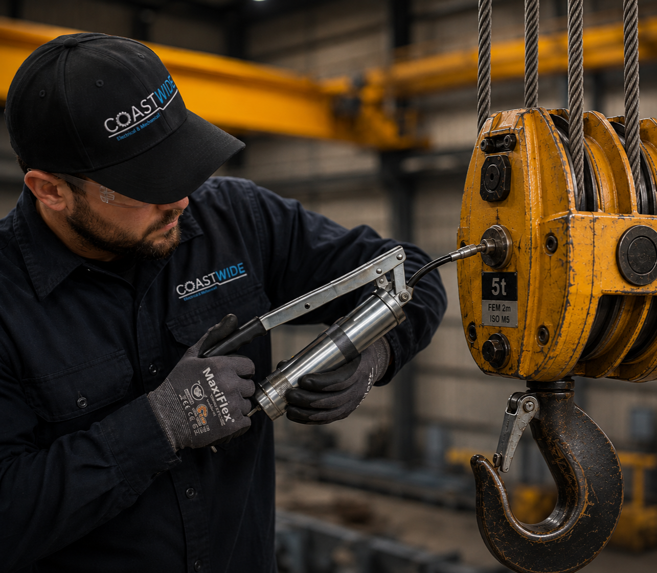 Industrial workshop serviced by Coastwide for overhead crane repairs and maintenance