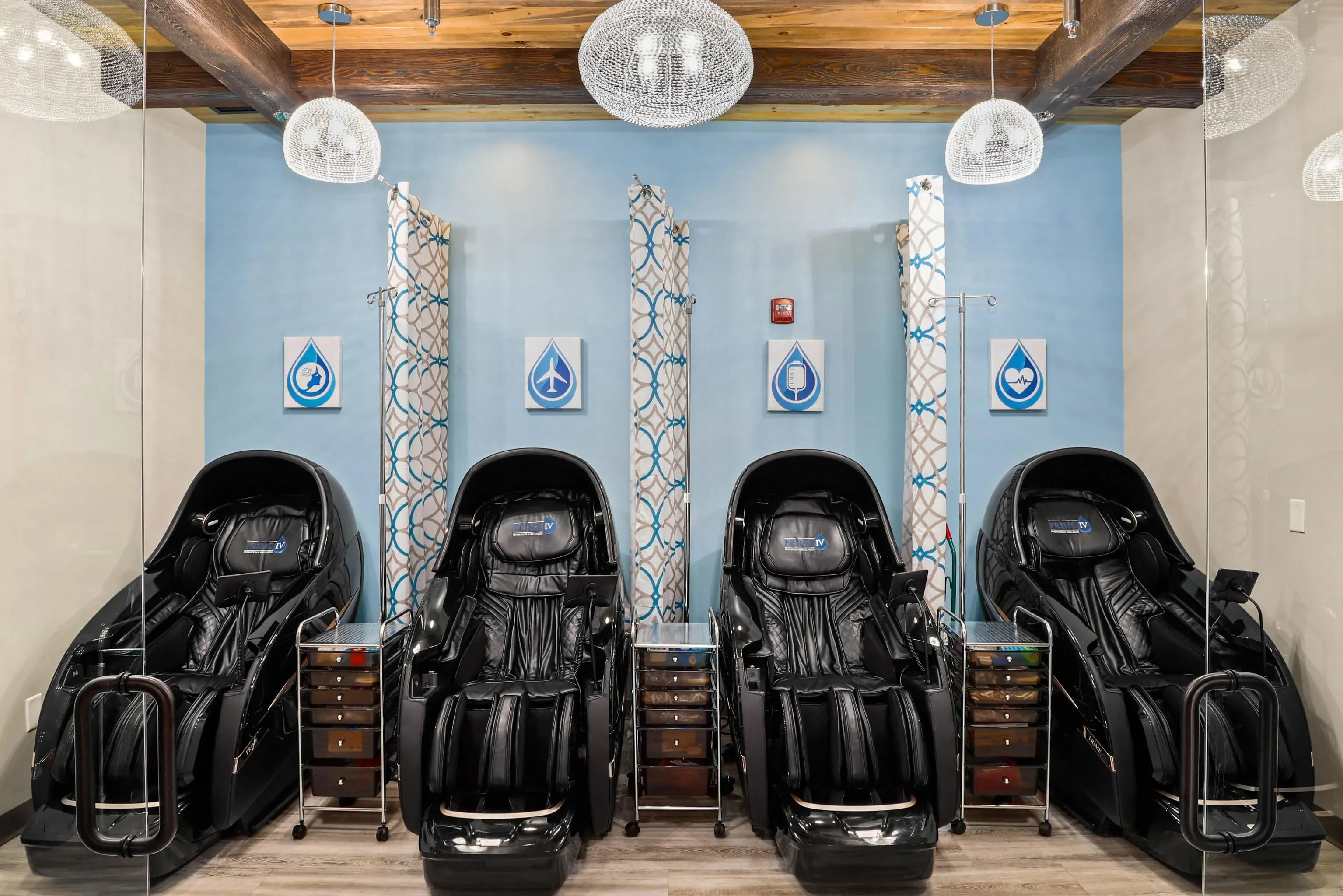 Prime IV Reston lounge with premium full-body massage chairs