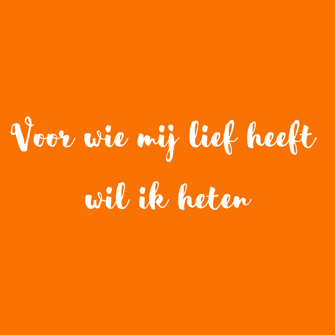 White cursive text on orange background: