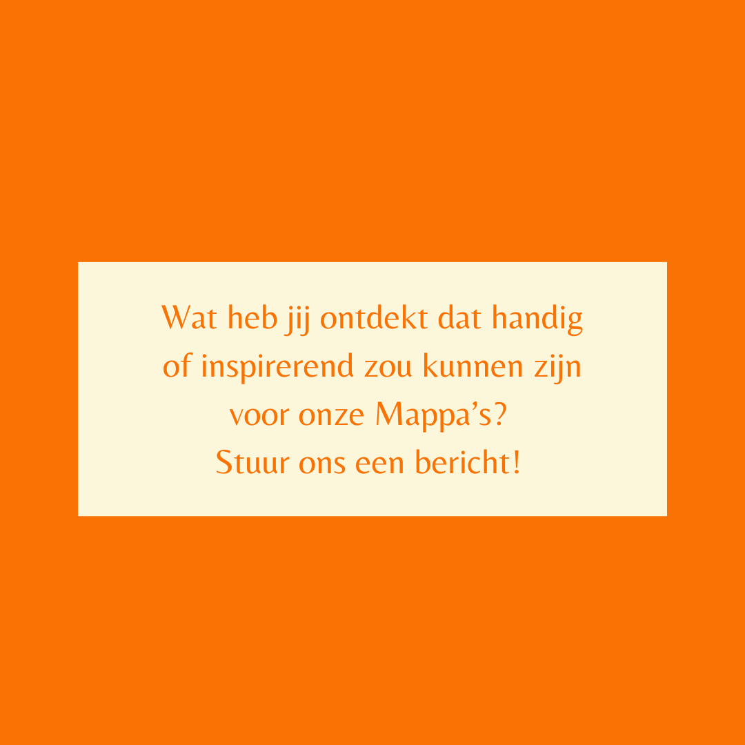 Oranje achtergrond met een crèmekleurige rechthoek met Nederlandse tekst, die kijkers aanmoedigt om nuttige ontdekkingen te delen.
