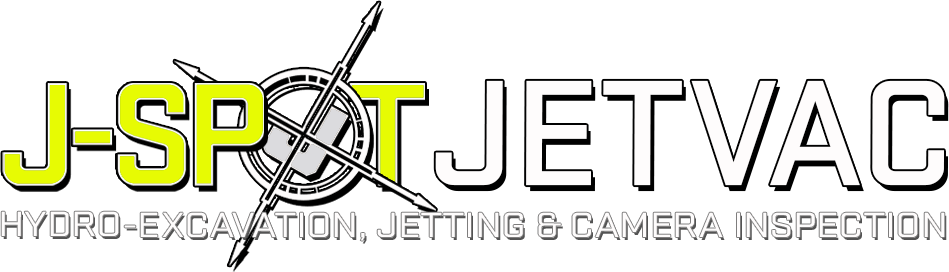 Logo for J-SPOT JETVAC featuring stylized text with a crossed-pointer compass graphic, including service descriptions.
