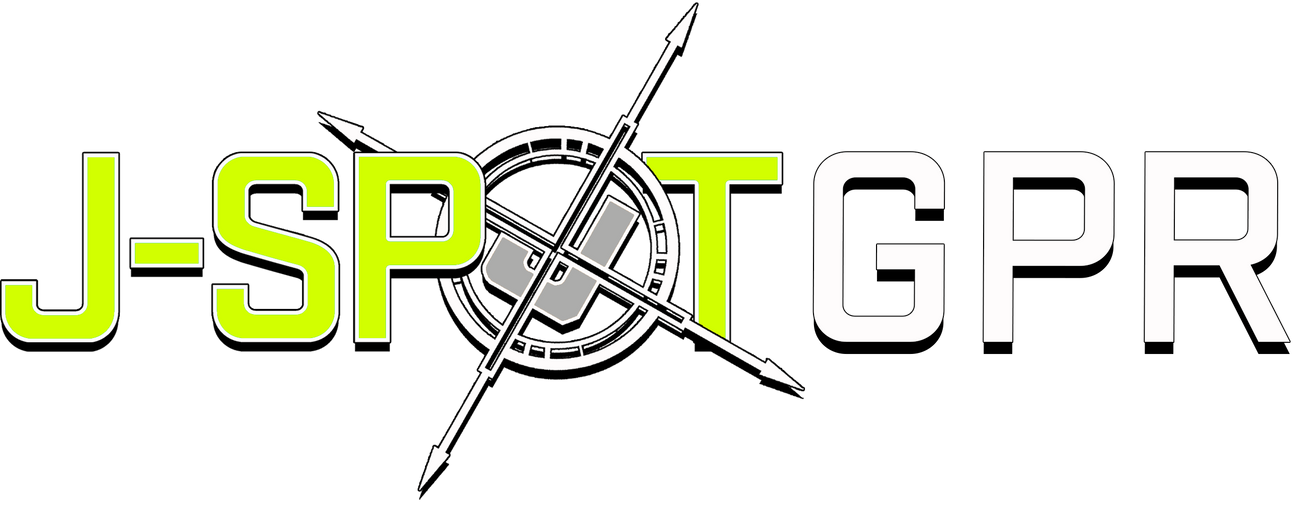Logo for J SPOT GPR featuring orange and black text with a circular compass icon in the center.