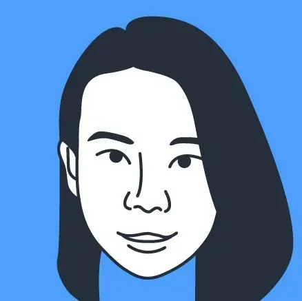 A cartoon drawing of a woman 's face with long hair.