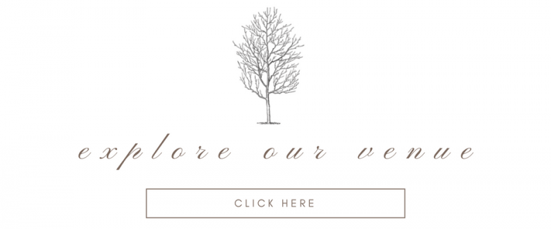 Minimal white webpage with tree logo, “explore our venue” text, and a “click here” button